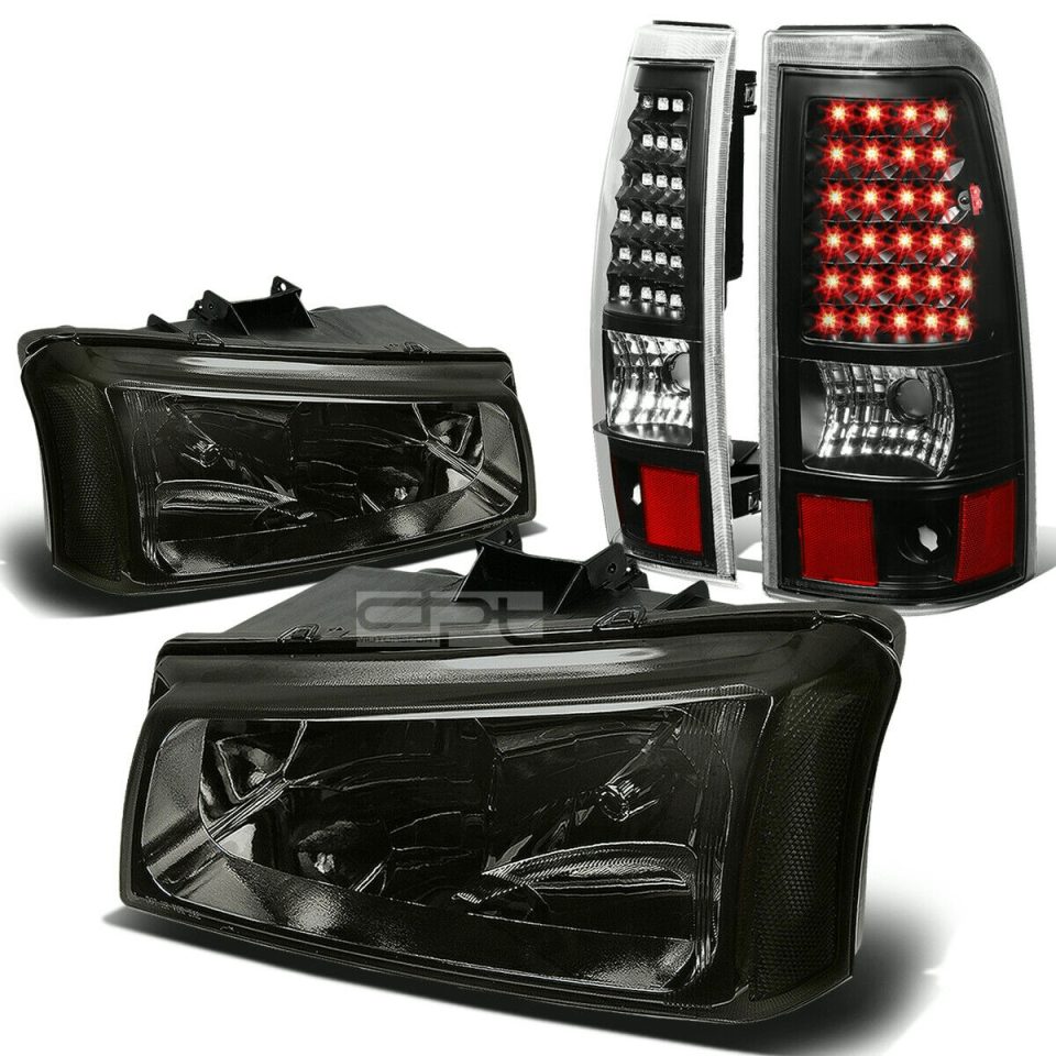 Glass Storage 03-07 SILVERADO SMOKED+CLEAR CORNER HEADLIGHT+BLAC