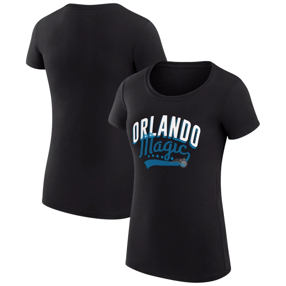 Baking Women's G-III 4Her by Carl Banks Black Orlando Magic Filigree Logo Fitted T-Shirt