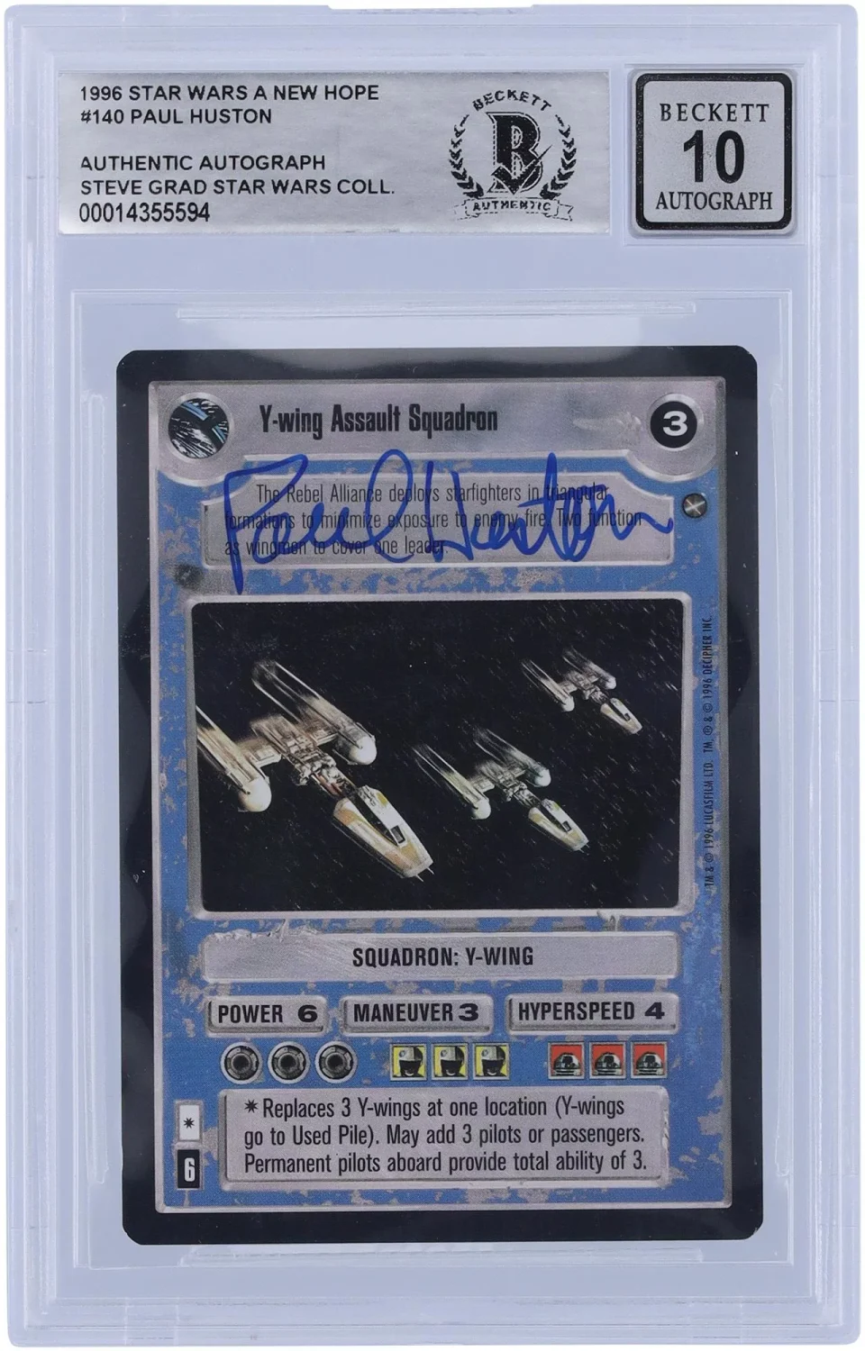 Cooking Versatile Paul Huston Star Wars Autographed 1996 CCG New Hope #140 BGS Authenticated 10 Card