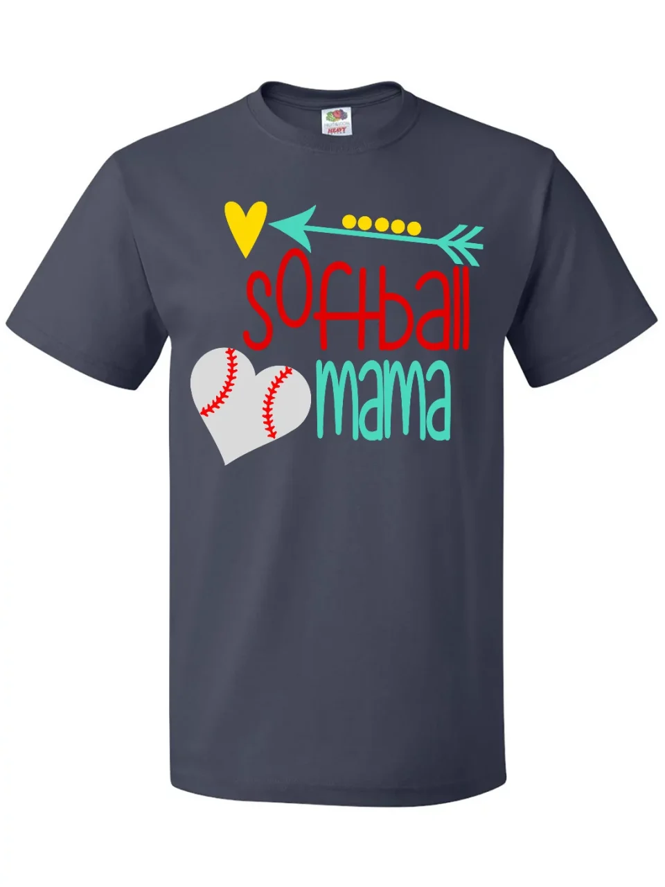 Premium Food-Grade Inktastic Softball Mama with Heart and Arrow T-Shirt