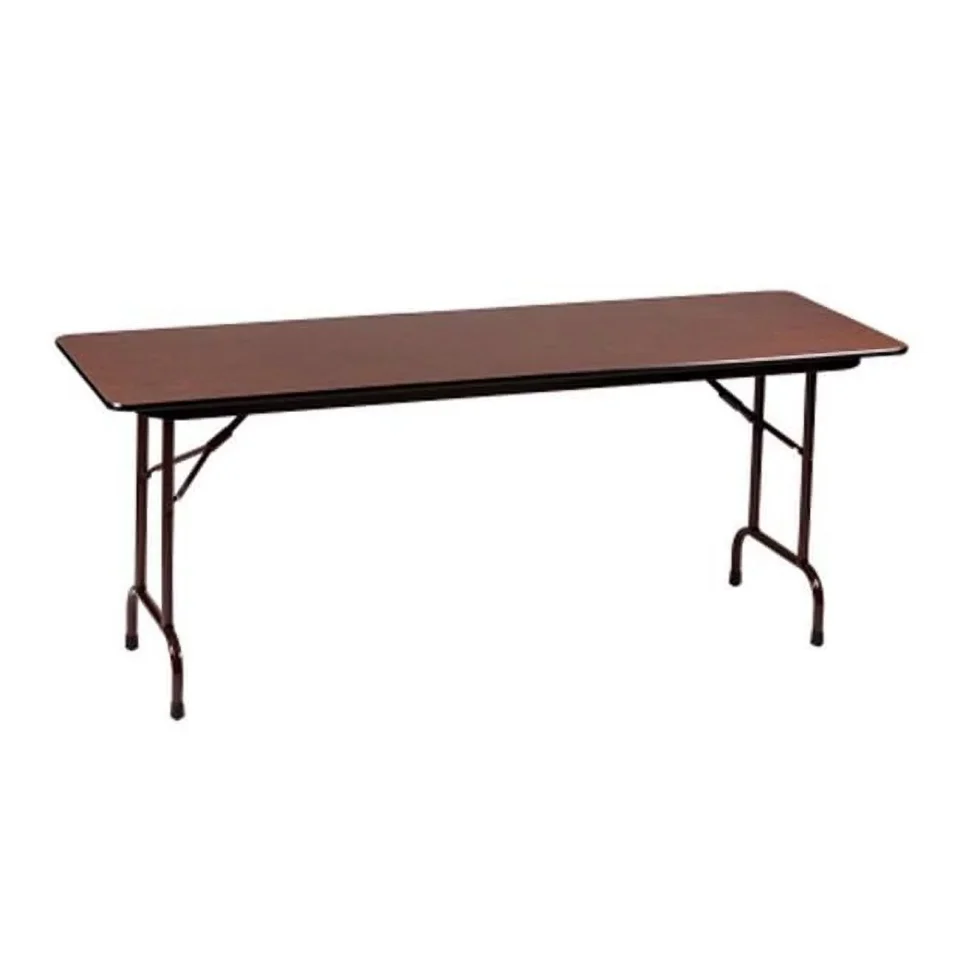 Glass Correll 22-32H Adjustable Height Melamine Top Folding Table in Walnut