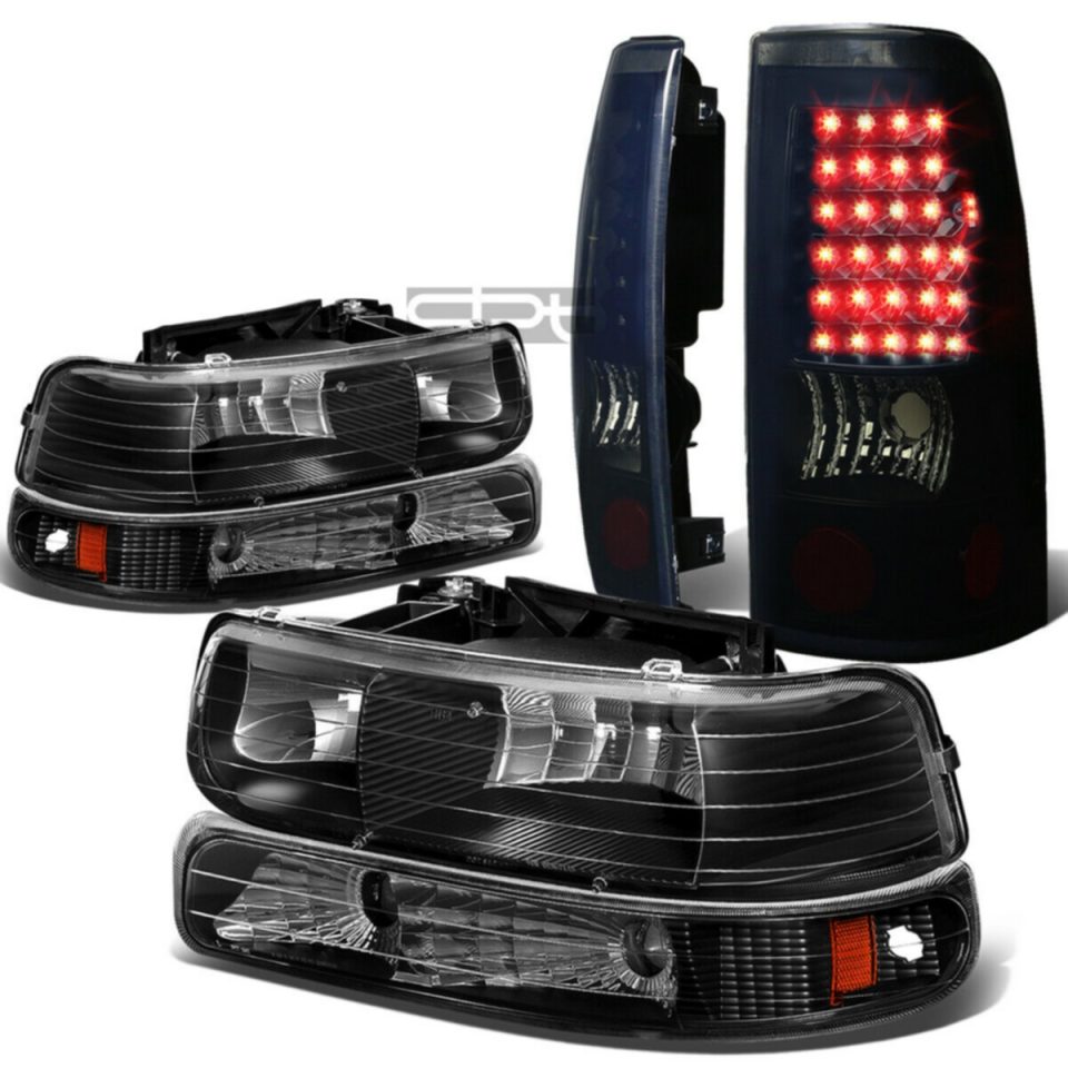 Outdoor Cleaning 99-02 SILVERADO BLACK CRYSTAL HEADLIGHT+BUMP