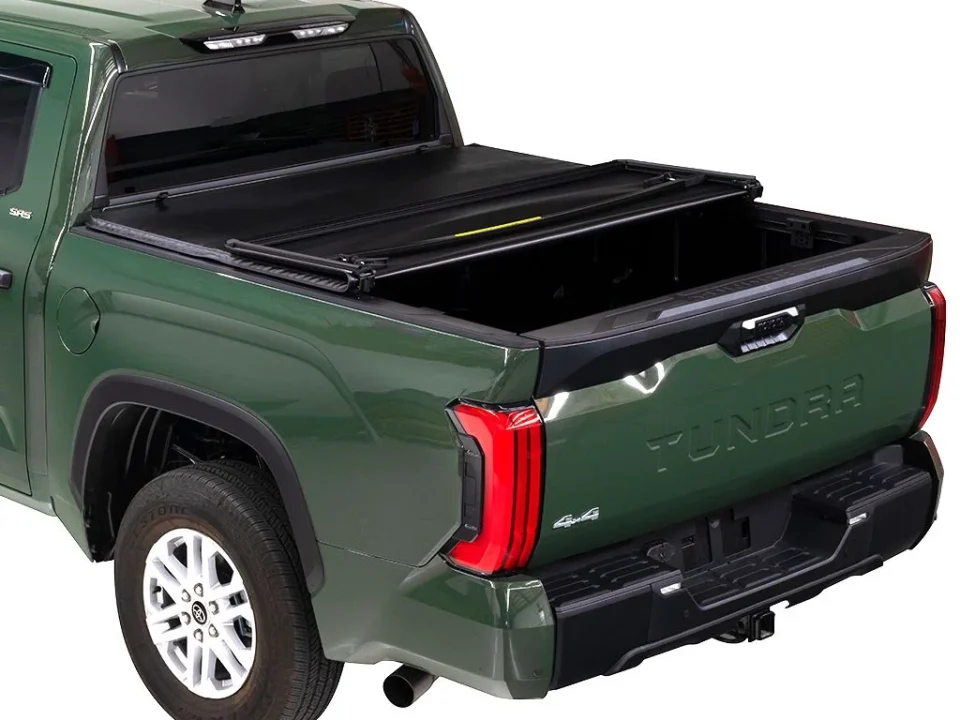 Cast Iron Tonno Pro by RealTruck Tonno Fold, Soft Folding Truck Bed Tonneau Cover | 42-515 | Compatible with 2007 - 2013 Toyota Tundra w/o Utility Track System 8' 2 Bed (97.6)