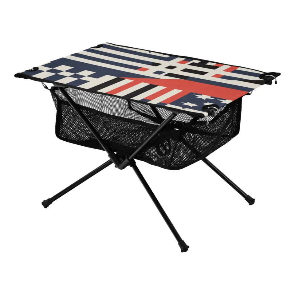 Ultimate Gift-Ready American Flag Star Abstract Camping Foldable Portable Table Beach Table with Storage Bag Compact Picnic Table for Outdoor Hiking Fishing BBQ
