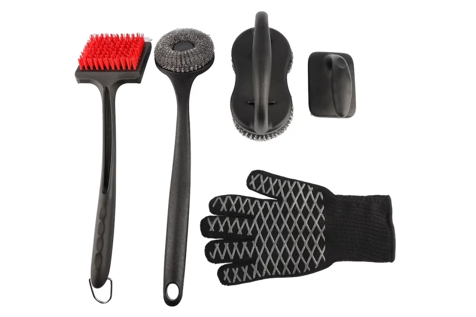 Best-Selling PitMaster King 5pc Grill Cleaning Tools with Scrapers, Nylon Bristles and Wire Brushes for Complete Cleaning