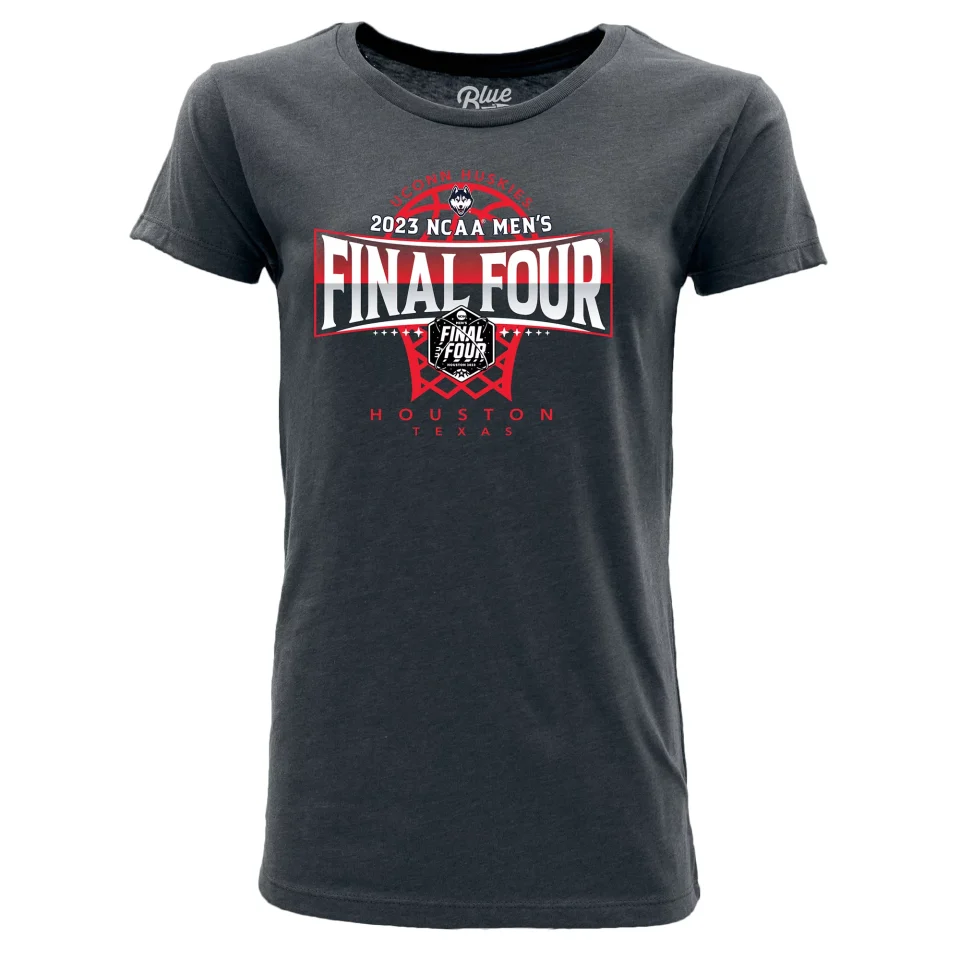 Natural Women's Blue 84 Navy UConn Huskies 2023 NCAA Men's Basketball Tournament March Madness Final Four T-Shirt
