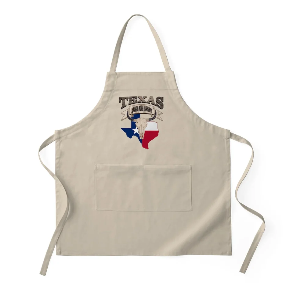 Outdoor CafePress - Bull Skull Born Texas - Kitchen Apron with Pockets, Grilling Apron, Baking Apron