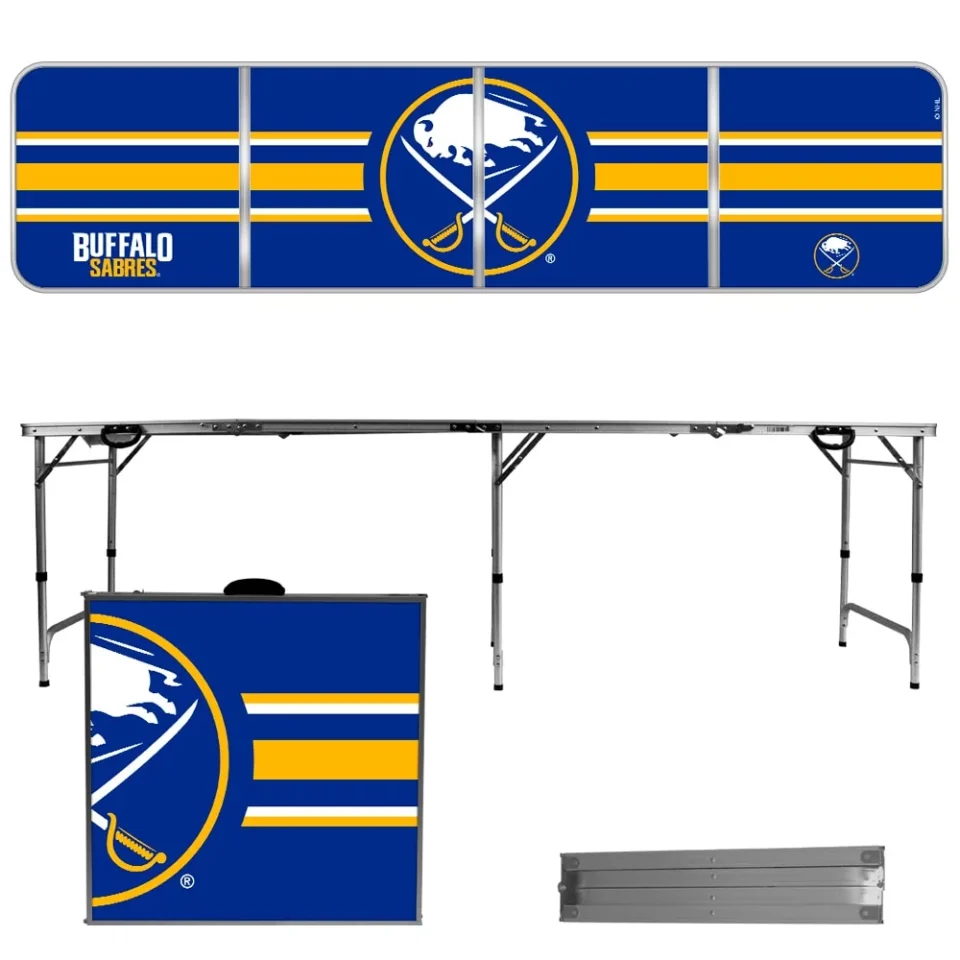 Wooden Office Buffalo Sabres Striped Design 8' Portable Folding Tailgate Table