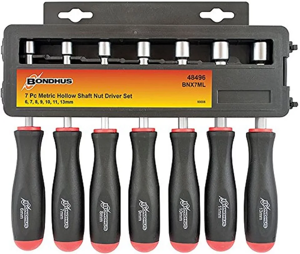 Supreme Wooden Bondhus 48496 Hollow Shaft Nut Driver Set, 7 Piece