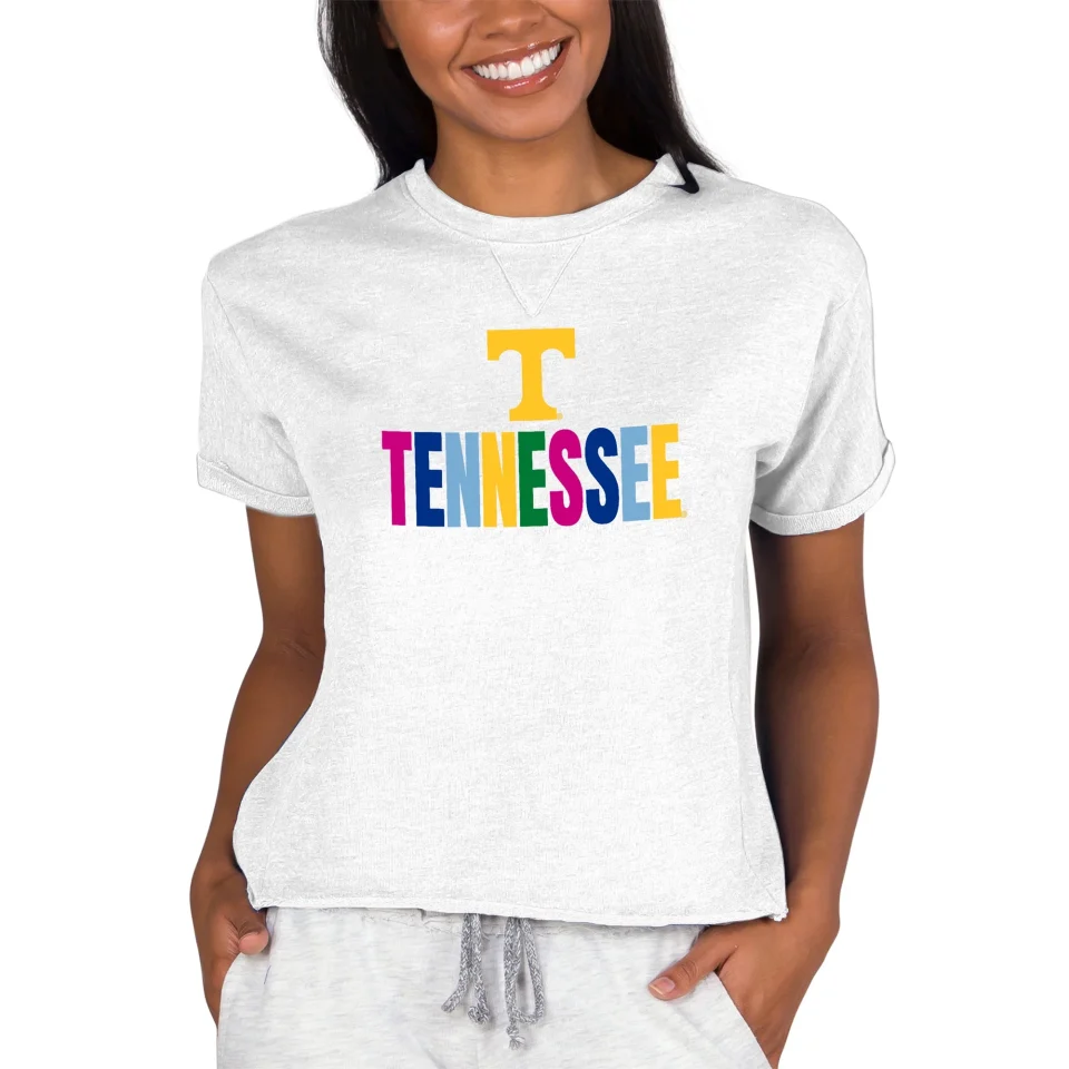 Value Women's Concepts Sport Oatmeal Tennessee Volunteers Tri-Blend Mainstream Terry Short Sleeve Sweatshirt Top