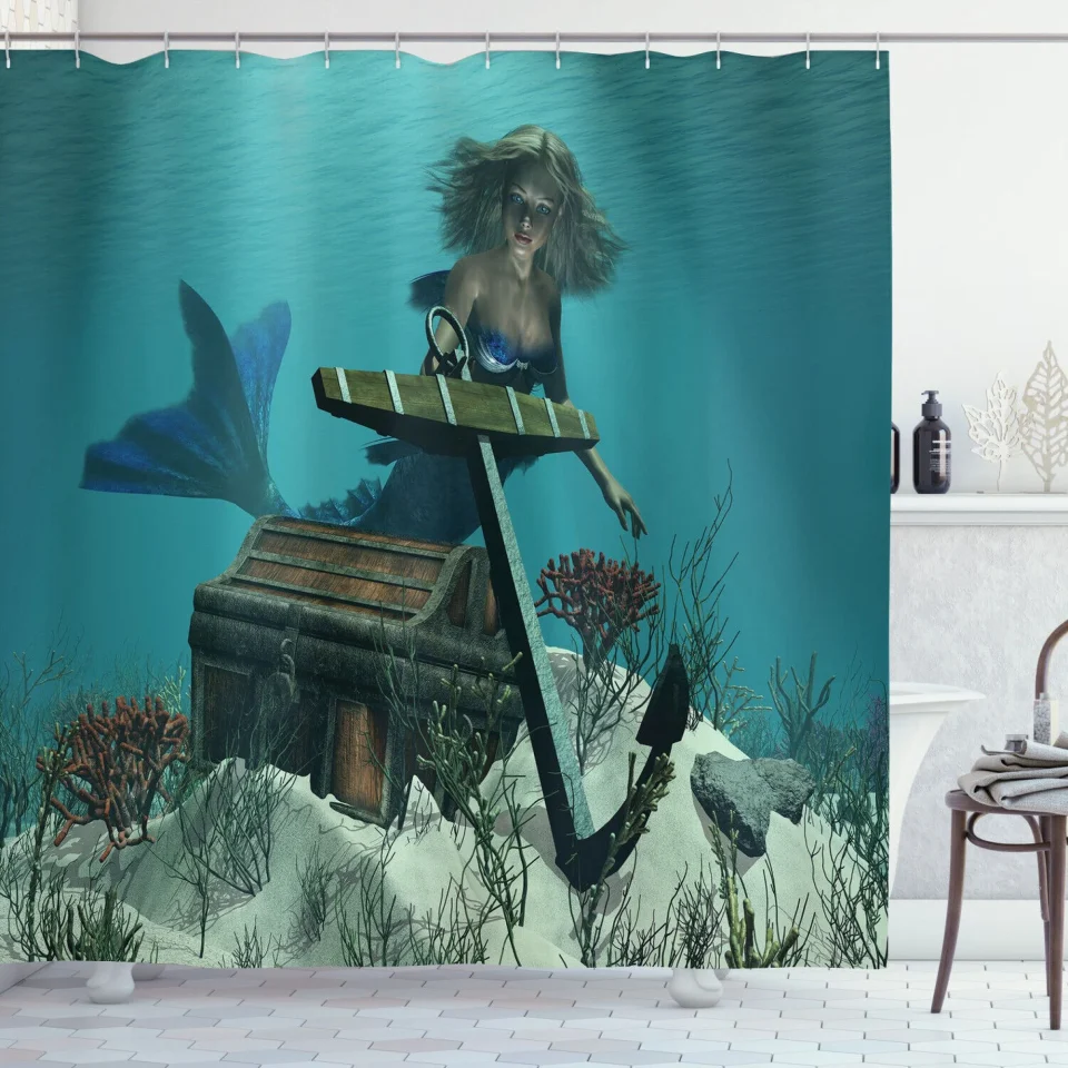 Portable Best-Selling Pirate's Cove Shower Curtain: Transform Your Bathroom with an Enchanting Oceanic Print