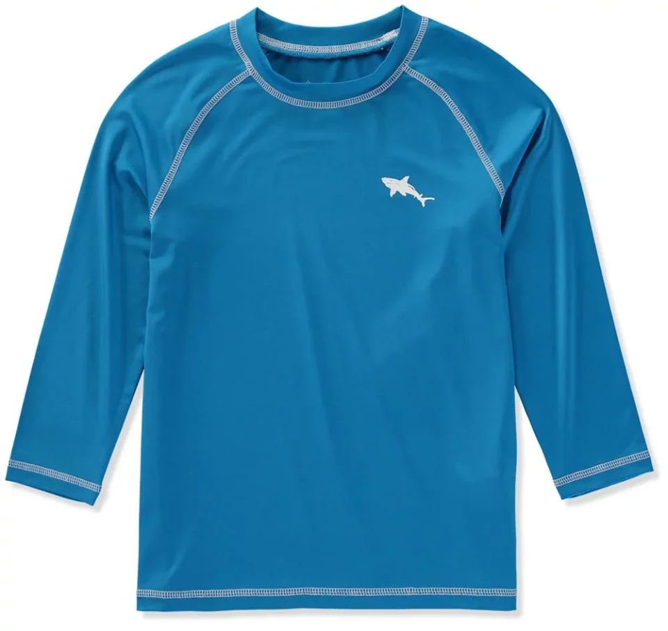 BPA-Free Glossy Big Chill Boys 2T-18 Shark Rash Guard Short Sleeve Long Sleeve Rashguard Swim Shirt UPF 50+