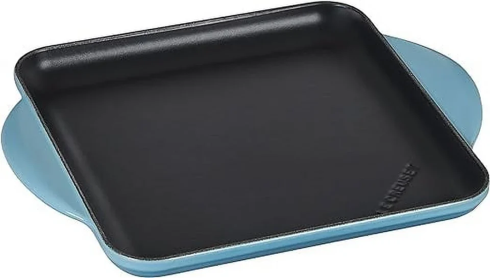 Ceramic Le Creuset Enameled Cast Iron 9.5 Inch Square Griddle Caribbean