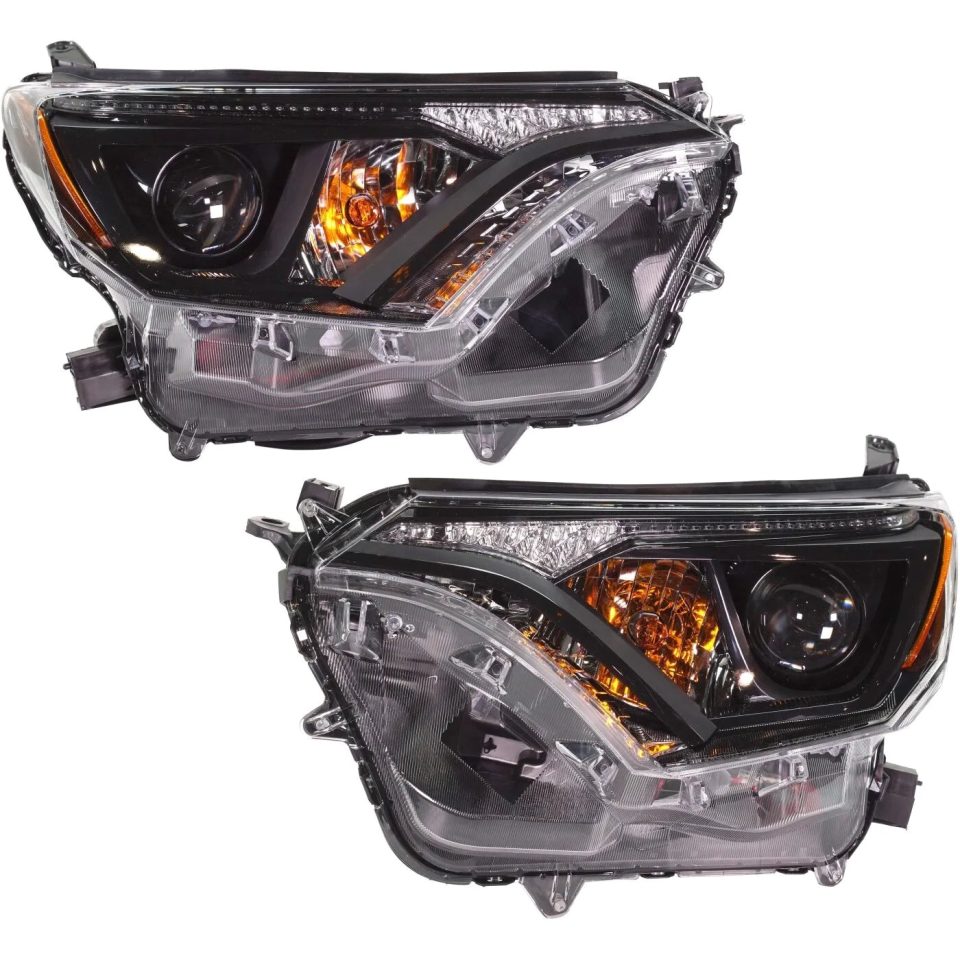 Storage Top-Rated Headlight Set For 2016-2018 Toyota RAV4 Driver and Passenger Side Clear Lens