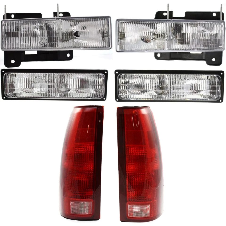 Multi-Purpose Upgraded Headlight Kit For 94-98 Chevrolet K1500 94-00 GMC K2500 C3500 Left & Right 6 Pcs