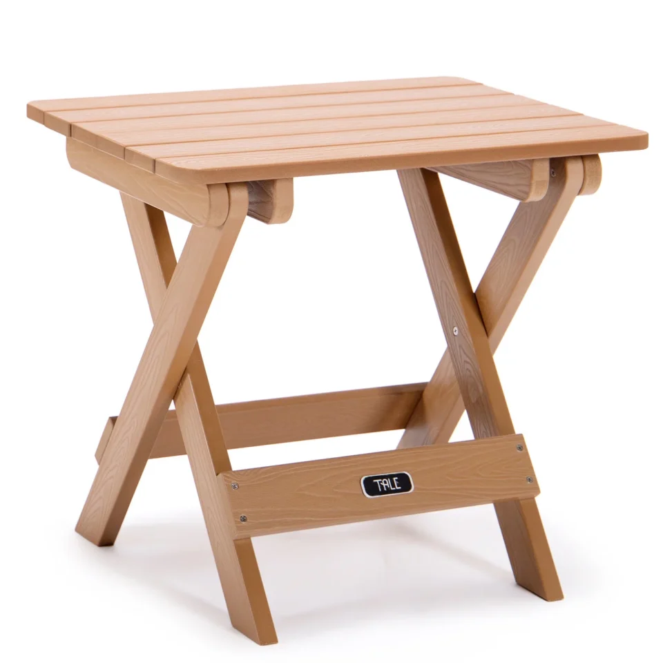 Matte MMTX Portable Folding Side Table Square All-Weather and Fade-Resistant Plastic Wood Table Perfect for Outdoor Garden; Beach; Camping; Picnics