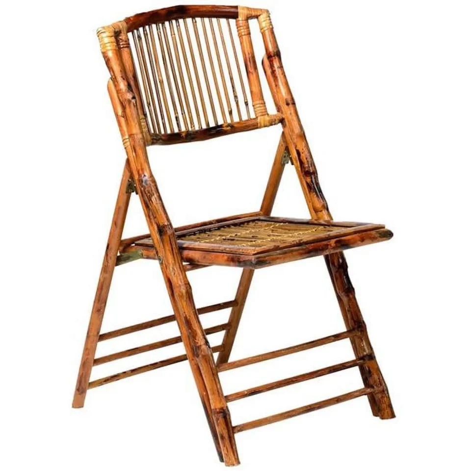 Natural Wooden American Classic Bamboo Folding Chair - 34 x 18.25 x 21.5 in.