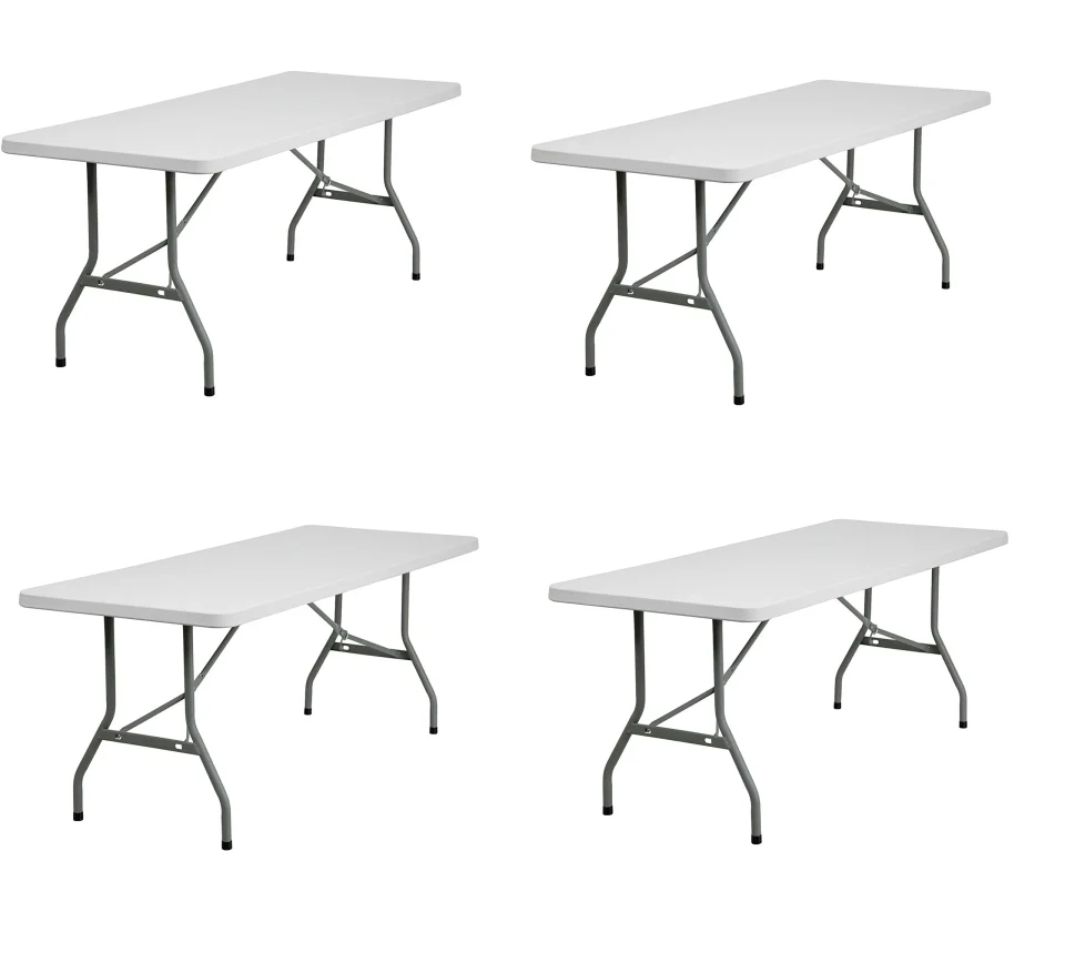 Supreme Home New Home Era 6 ft Plastic Folding Table for Picnics, Parties, and Camping - Convenient Carrying Handle and Bi-Fold Design - Lightweight and Durable - Pack of 4