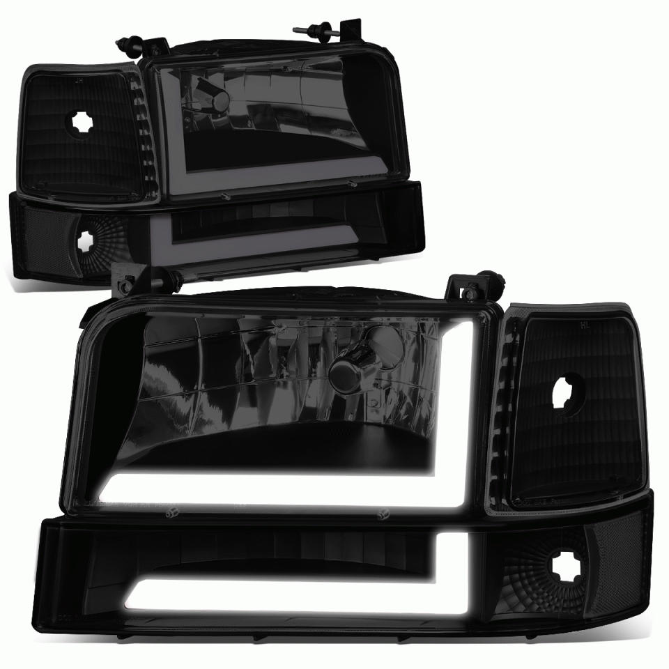 Prime Lightweight 92-96 d F150 F250 F350 6Pcs Headlight+Bump