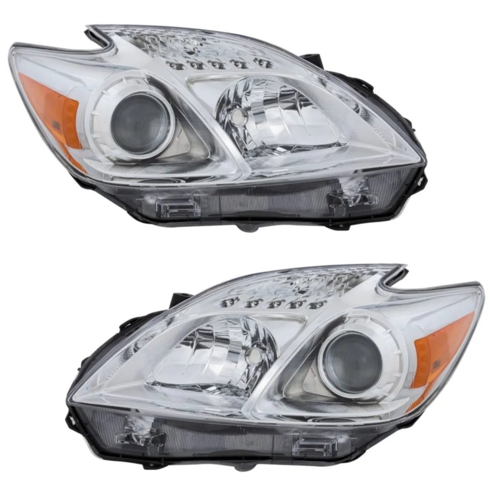 Ultimate Wooden Headlight Headlamp Halogen Driver and Passenger Side Set For 12-15 Toyota Prius