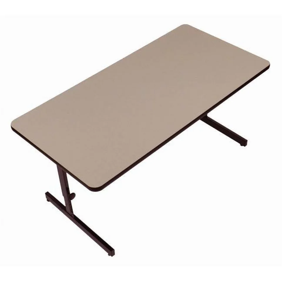 Safe Space-Saving Correll Adjustable Height 1.25 in. High Pressure Rectangular Top Computer & Training Tables - Savannah Sand - 24 x 36 in.