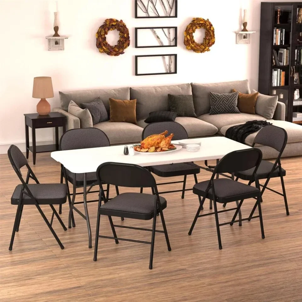 Premium Outdoor 6 Foot Folding Table in White Speckle,mesa Extensible Comedor,72.00 X 29.50 X 29.13 Inches