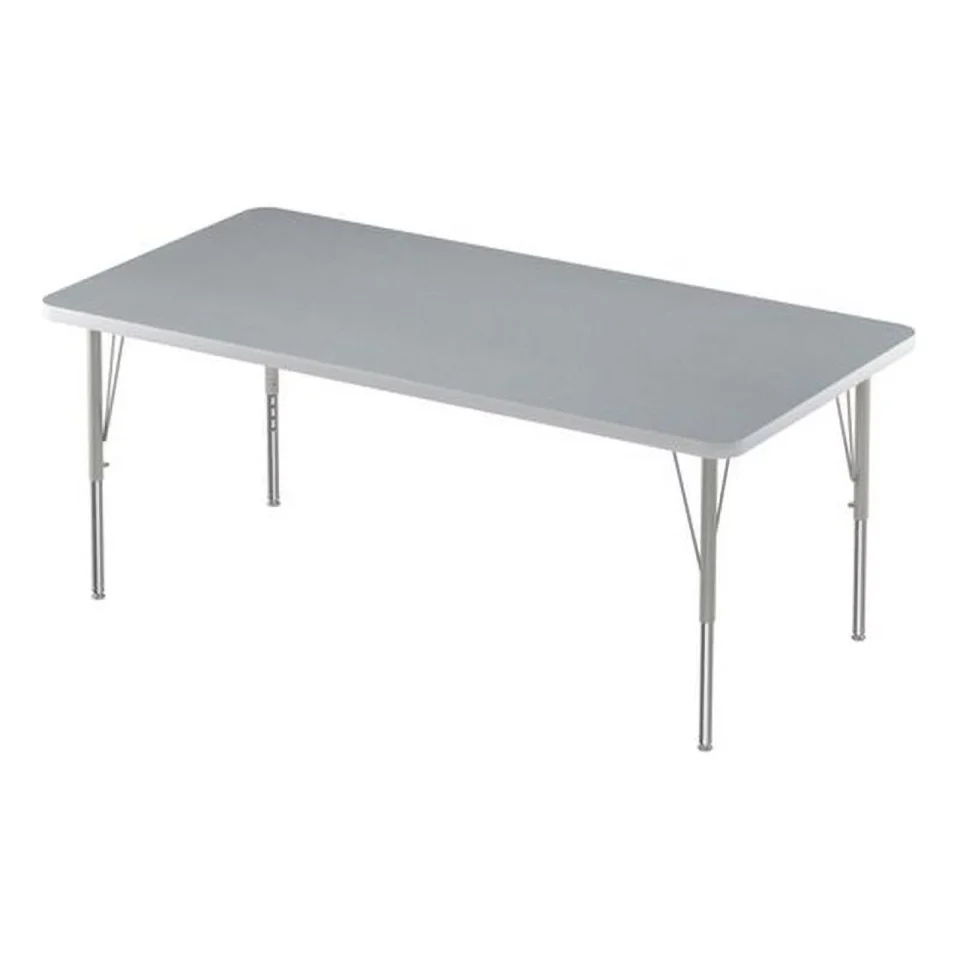 Glossy Durable Correll 30W Commercial Laminate Wood Top Activity Table in Gray Granite